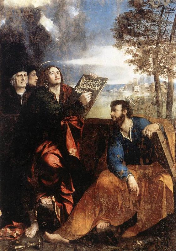 DOSSI, Dosso Sts John and Bartholomew with Donors ds oil painting image